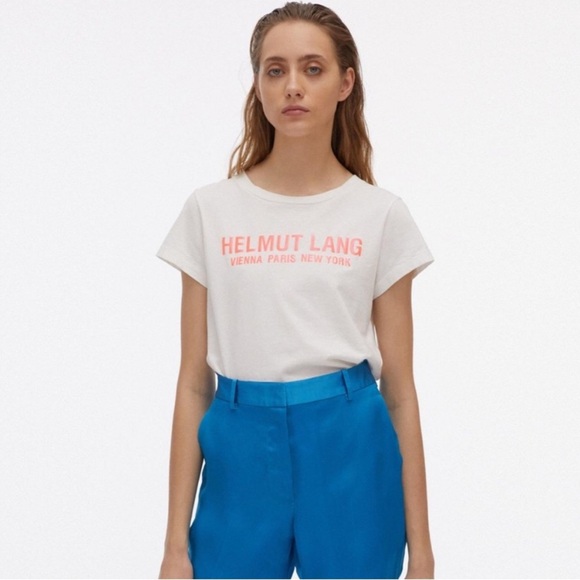 NWOT Helmut Lang Cotton Logo Tee in Ivory - Women’s Size S/Men’s Size XS - Picture 3 of 14